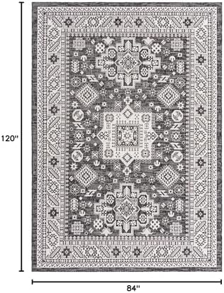 Rugs.com Outdoor Aztec Collection Rug – 7' x 10' Charcoal Gray Flatweave Rug Perfect for Living Rooms, Large Dining Rooms, Open Floorplans - Image 2