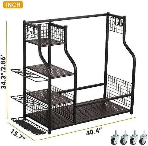 SNAIL Golf Bag Garage Storage Organizer Extra Large Size Golf Bag Rack Stand Holder Fits 2 Golf Bags and Other Golfing Equipment Accessories, Metal Black Golf Club Storage for Garage Shed and Basement - Image 7