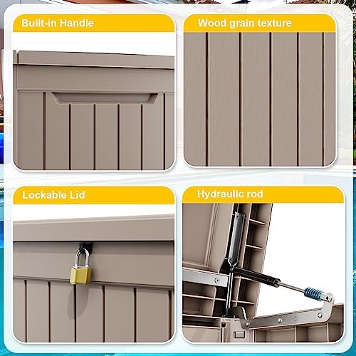 Vixzen 280 Gallon Deck Boxes Outdoor Waterproof, Lockable Storage Box for Patio Cushions Storage Furniture, Garden Tools, Pool Supplies, Weatherproof and UV Resistant (Grey, 280 Gallon) - Image 6