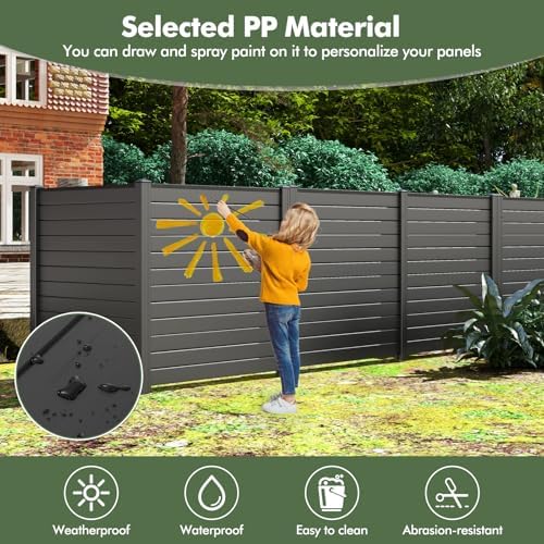 GIANTEX No-Dig Air Conditioner Fence, 4 Panels, 48''W x 48''H, Black - Image 4