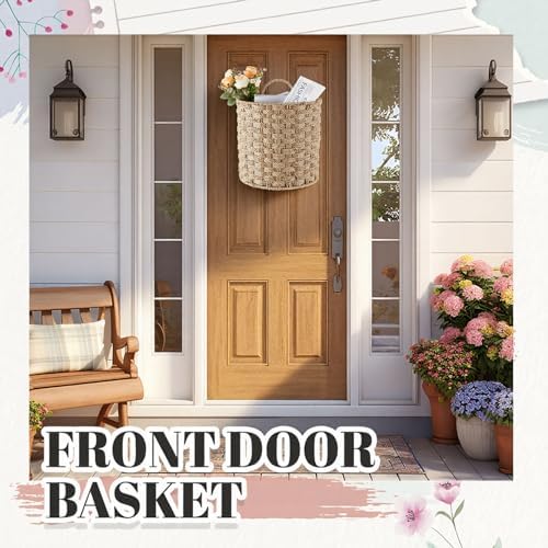 Chunful 2 Pcs Seagrass Hanging Wicker Basket, Natural Wicker Decorative Baskets, Handmade Woven Storage Organizer for House Garden Wedding Wall Decorations, Large & Small Size - Image 4