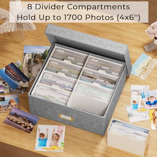 Decorative Photo Storage Box, 2 Pack Linen Photo Box Hold 1700 4x6 Pictures - Image 2
