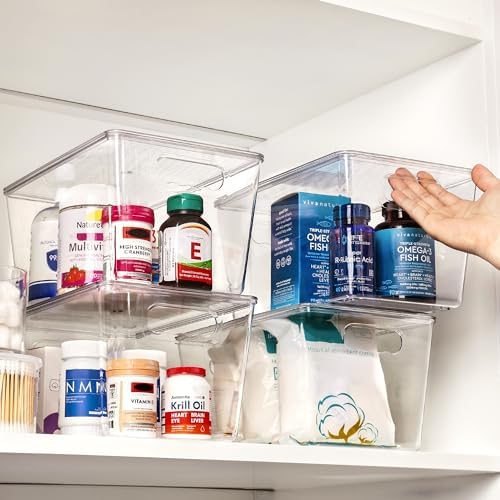 Vtopmart 16 Pack Clear Stackable Storage Bins with Lids, Large Plastic Containers with Handle for Pantry Organization and Storage,Perfect for Kitchen, Fridge, Cabinet, Bathroom Organizer - Image 5