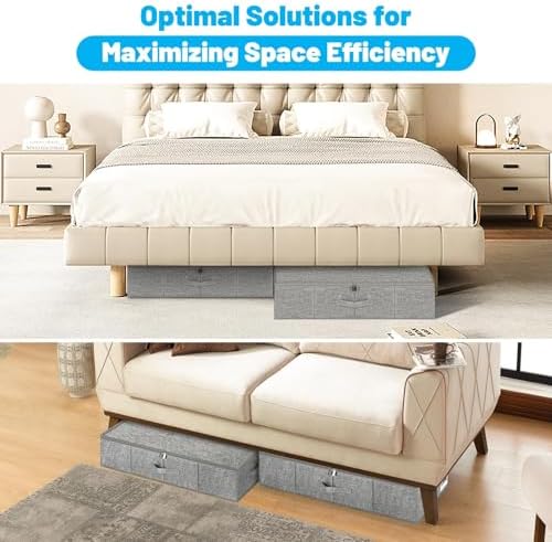 Under Bed Storage Container Bin 3 Pack, Low Profile Foldable Underbed Clothes Storage Organizer W/ Ultra Thick Fabric and Sturdy Bottom/Sides, Dual Zipper Storage Box for Dorm and Home 30x16x6.7" - Image 4