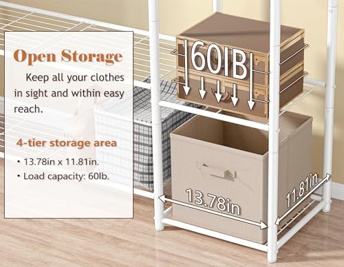 HOMIDEC Wardrobe Closet,Portable Clothes Rack with 4 Tiers Shelves - Image 5