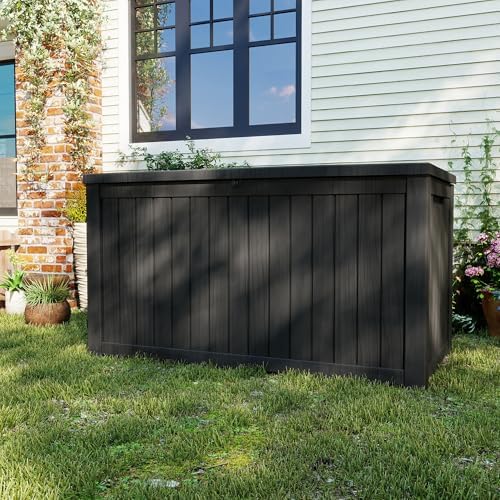 200 Gallon Deck Boxes Outdoor Waterproof, Outdoor Storage Box with Lockable Lid & UV-Resistant for Patio Furniture, Outdoor Cushions, Garden Tools and Pool Supplies, Black - Image 6