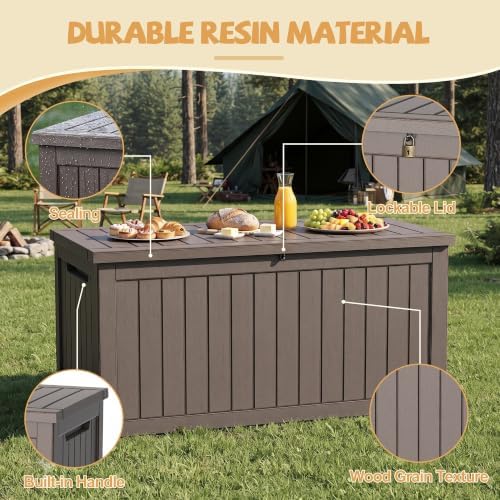 Outdoor Storage Box Waterproof, 300 Gal Gen 2 Resin Deck Box With Wheels - Image 4