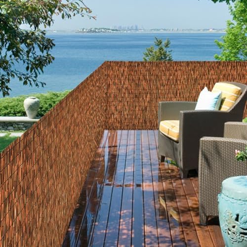 Brown 5.6FT X16.4FT Reed Fencing Roll Bamboo Privacy Fence Screen by SHYDZYYC