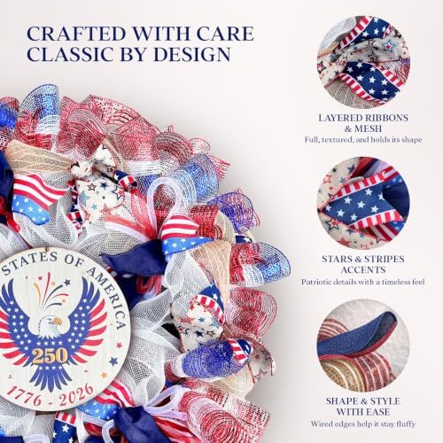 24 Inch Large Patriotic Wreaths for Front Door with Eagle Sign - Image 3