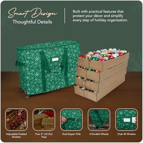 Covermates Rolling Adjustable Ornament Storage Bag, 25.5"W x 13"D x 18.5"H - Image 4