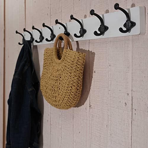 WEBI Rustic Coat Rack Wall Mount,35.43" Long Heavy Duty 8 Cast Iron Coat Hooks Wall Mounted Coat Hanger Hooks for Hanging Coats,Clothes,Jacket,Black on White,2 Packs - Image 6