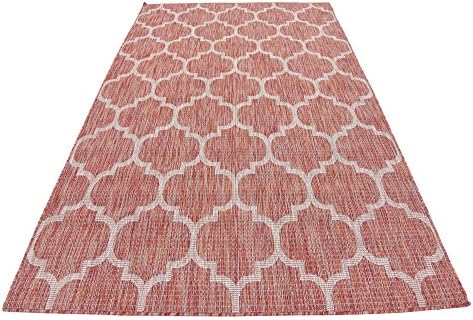 Unique Loom Outdoor Trellis Collection Area Rug (5' 3" x 8' Rectangle, Rust Red/ Ivory) - Image 6