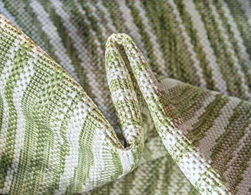 Unique Loom Outdoor Modern Collection Area Rug - Pool (9' x 12' Rectangle, Green/ Ivory) - Image 6
