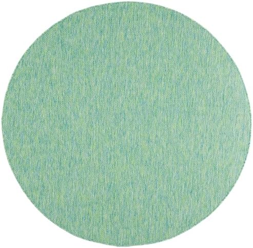 SAFAVIEH Washable Rug Outdoor Courtyard Collection - 5'3" Round, Green & Blue, Non-Shedding & Easy Cleaning, Ideal for Patio, Backyard, Mudroom (CY8521-55722) - Image 2