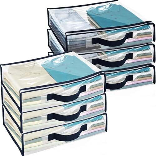 6 Pcs Clear Clothes Storage Bag Organizer with Reinforced Handle, Clothes Blankets Storage Bags for Sweater Clothes Bed Sheet Quilt Organizer with Zipper for Closet Linen Sweater Bed Sheet Pillow by Unknown