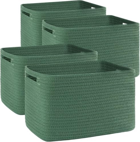 OIAHOMY 4 Pack Storage Baskets for Organizing 15L Cube Storage Bins Green by MasterofSpaceOptimization