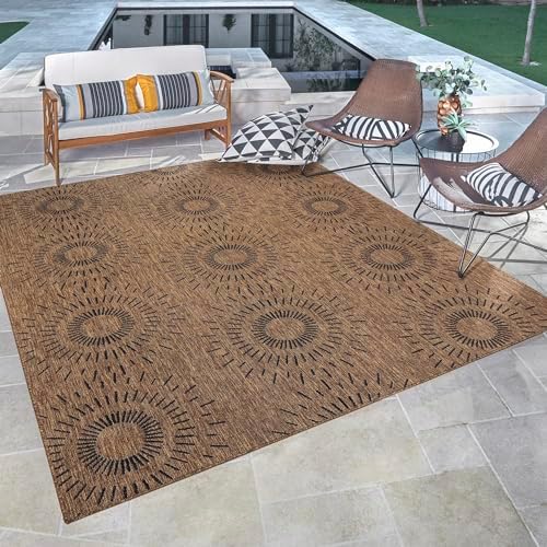 Gertmenian Indoor Outdoor Modern Area Rug - 6x9 Medium, Stain Resistant, Ideal for High Traffic in Living Room, Bedroom, Patio - Geometric, Brown, 32458 - Image 6