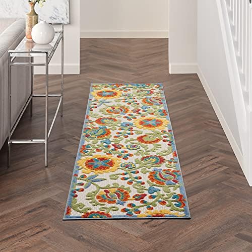Nourison Home Aloha Ivory Multicolor 2' x 6' Area Rug - Easy Clean, Non Shedding, Bed Room, Living Room, Dining Room, Kitchen (6' Runner) - Image 3