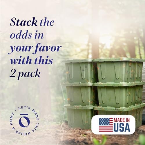 HOMZ Durabilt Plastic Storage Bins with Lids, 27 Gal, Green Camo, 2 Pack - Image 2