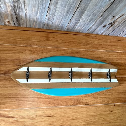 Things2Die4 Surfboard Wall Hook Rack, 28 Inch Wood and Metal, 5 Cleat Hooks - Image 5