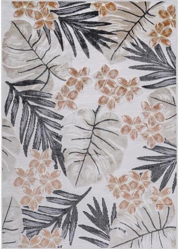 Luul Home Floral Indoor Outdoor Rugs 8x10 Large Area Rug for Living Room, Patio Decor, Kitchen, and Entryway Rug, Washable Stain Resistant Outside Carpet Yellow 8 x 10 - Image 2