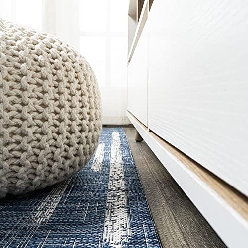 JONATHAN Y Stripe Geometric Indoor Outdoor Runner Rug 2X10 Blue/Ivory, Zolak Berber for Backyard, Patio, Porch, Easy-Cleaning, High Traffic, Pet-Friendly, Non-Shedding (SMB124C-210) - Image 5