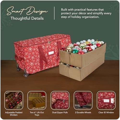 Covermates Rolling Adjustable Ornament Storage Bag, 25.5"W x 13"D x 12.5"H - Image 4