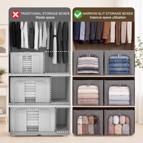 Lewtemi 30L 4 Pack Clothing Storage Bags with Cedar Sachets, Large Sweater Organizer, Breathable Fabric Containers for Clothes, Bedding & Blankets, Closet & Under Bed Storage (Gray,Classic) - Image 5