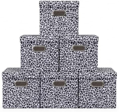 ANMINY Leopard Cheetah Print Storage Cubes Bins with Lids, 11Inch 6PCS by ANMINY