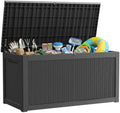 320 Gallon Deck Boxes Outdoor Waterproof, Outdoor Storage Box with Lockable Lid & UV-Resistant for Patio Furniture, Outdoor Cushions, Garden Tools and Pool Supplies, Black by GraceYourYard