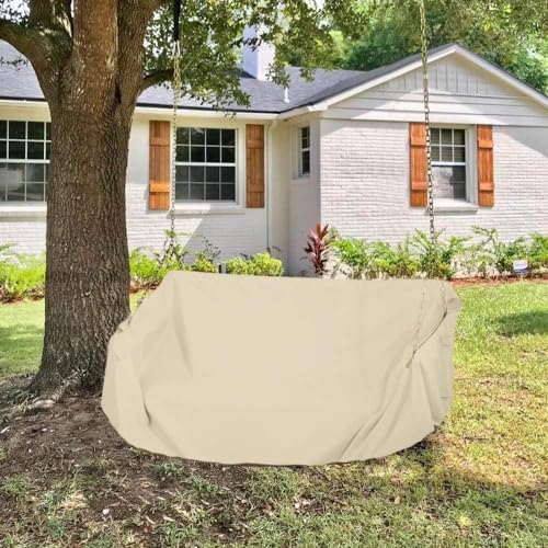 Porch Swing Cover 71 Inch Waterproof 600D Oxford Hanging Outdoor Swing Cover Garden Hammock Patio Furniture Covers (Beige, 71x30x(32-24) Inch) - Image 5
