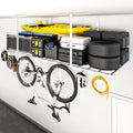 FLEXIMOUNTS 4x8 Overhead Garage Ceiling Storage Rack with 6 Hooks, White by FLEXIMOUNTS
