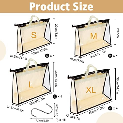 Boao 16 Pack Clear Handbag Storage Organizer Dust Bags - Image 3