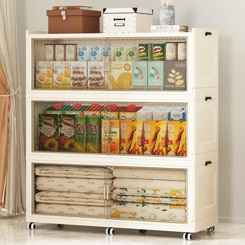 SAILUN 240Gal Extra Large Stackable Storage Bins with a Lid Beige, 3Pack by SAILUN
