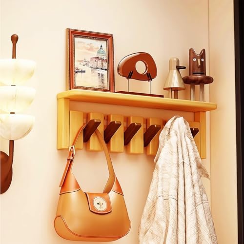 Wall Mounted Piano Key Hanger | Flip Style Hook | Entrance wall Art Hook, Made of Oak Wood (3 Times Painted, 4 Times Polished) (Tray Walnut-Beech, 6Hooks) by FleiSleep