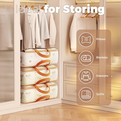 4 Large Storage Bags with Lids and Reinforced Handles, Moving Boxes 120L Heavy Duty for Clothes Storage and Travel Laundry Bag (Clear, 4 Pack) - Image 5