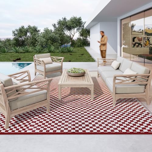Wonnitar Waterproof 9x12 Outdoor Rug - Orange Red Gradient Plastic Straw Rug for Patio, Extra Large Portable Outside Mat for RV Camping Deck, Reversible Colorful Outdoor Carpet - Image 6