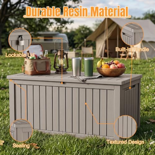 Outdoor Storage Box,Resin Deck Box with Support Rod - Image 3