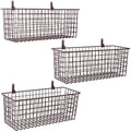 3 Set [Extra Large] Hanging Wall Basket for Storage, Wall Mount Sturdy Steel Wire Baskets, Metal Hang Cabinet Bin Wall Shelves, Rustic Farmhouse Decor, Kitchen Bathroom Organizer, Brown by AOZITA