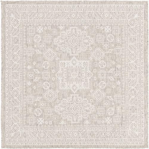 Rugs.com - Outdoor Aztec Rug – 5 Ft Square Light Gray Indoor/Outdoor Rug – Flatweave Washable Area Rug for Patios, Decks, and Porches - Image 3