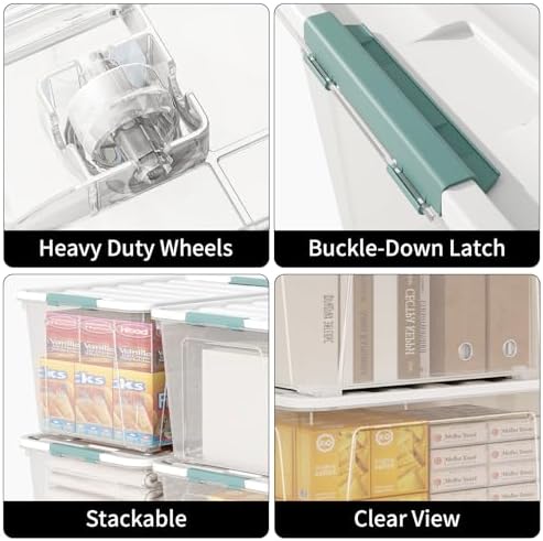 85-Quart Wheeled Latching Storage Box, 4-Pack Large Stackable Bin - Image 3