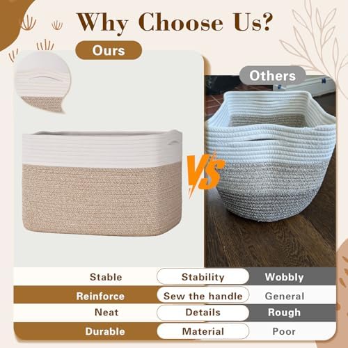 Baskets for Organizing,Storage Baskets,3 Pack Baskets for Shelfves,15"×10"×9" Woven Basket,toy storage bins,bins for organization - Image 5