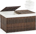 SETVSON Storage Basket with Lid, 2-Lid PE Rattan Storage Bin, Brown by SETVSON