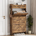 Shoe Cabinet with 3 Flip Drawers & 2 Top Drawers, 57" Tall Freestanding Narrow Wooden Shoe Storage Organizer for Entryway, Hidden Slim Shoe Rack for Front Door Entrance, Hallway, Living Room, Brown by Xixini