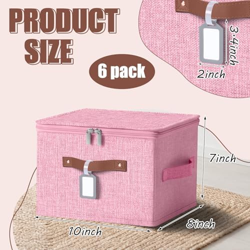 6 Pack Fabric Closet Storage Bins with Lids, 10×8×7 in, Pink - Image 2