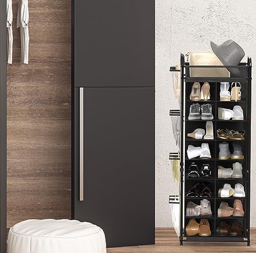 Simple Houseware 16 Cube Shoe Stand Tower Rack 8 Tier, Black - Image 6