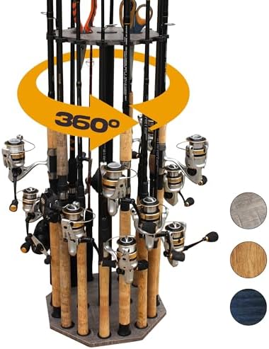Rush Creek Creations 16-Rod Round Fishing Rod Holder for Garage, Tackle Box by RushCreekCreations