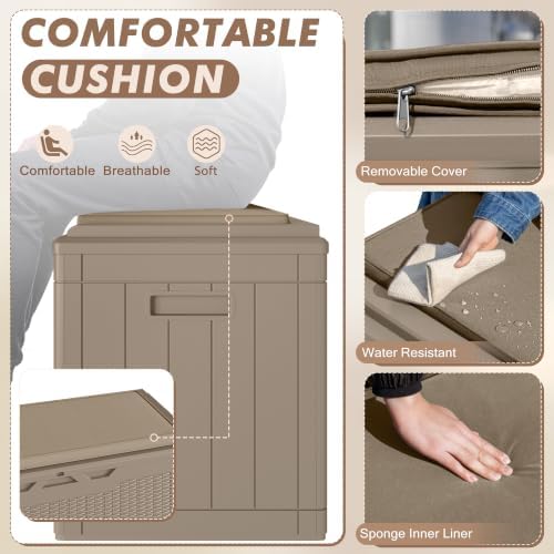 Devoko 100 Gallon Deck Box Waterproof Outdoor Storage Box with Cushion - Image 3