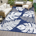 COZYLOOM Outdoor Rug 9x12 Waterproof for Patio Clearance,Large Plastic Straw Mat for Camping,Porch,RV, Waterproof Tropical Leaf Patio Carpet, UV-Resistant Reversible Mat for Backyard, RV, Deck, Picnic by COZYLOOM