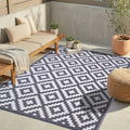 FH Home Outdoor Rug - Waterproof, Fade Resistant, Reversible - Premium Recycled Plastic - Geometric - Patio, Deck, Porch, Balcony, Laundry Room - Aztec - Gray & White Crease Free - 4 x 6 ft by FHHome